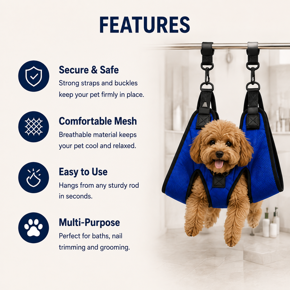 FurBuddy™ GroomEase™ Pet Grooming Hammock